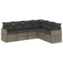 6-piece garden furniture set with gray synthetic rattan cushions by , Garden sets - Ref: Foro24-3258406, Price: 373,49 €, Dis...