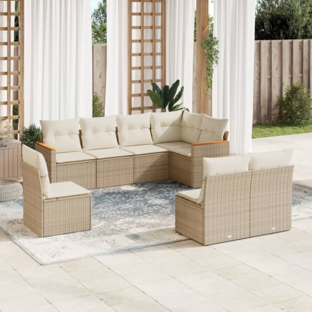 Gartensofa-Set mit beigen Kissen 8 Stück PE-Rattan von , Gartensets - Ref: Foro24-3258446, Preis: 527,39 €, Rabatt: %