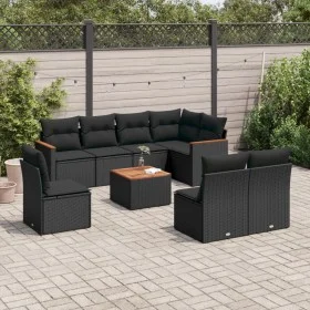 Set aus 8-teiligen Gartensofas und Kissen Kunstrattan schwarz von , Gartensets - Ref: Foro24-3258450, Preis: 545,35 €, Rabatt: %
