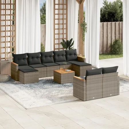 Garden sofa set 10 pieces with gray synthetic rattan cushions by , Garden sets - Ref: Foro24-3258812, Price: 572,08 €, Discou...