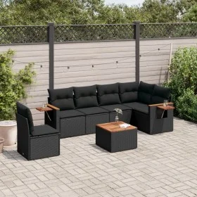 7-piece garden dining set and black synthetic rattan cushions by , Garden sets - Ref: Foro24-3259262, Price: 471,32 €, Discou...