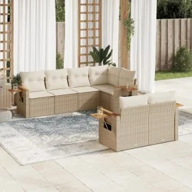 Set of 7-piece garden sofas and beige synthetic rattan cushions by , Garden sets - Ref: Foro24-3259384, Price: 567,01 €, Disc...