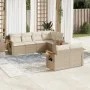 Set of 7-piece garden sofas and beige synthetic rattan cushions by , Garden sets - Ref: Foro24-3259384, Price: 567,01 €, Disc...