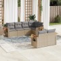 7-teiliges Gartensofa-Set mit grauen PE-Rattan-Kissen von , Gartensets - Ref: Foro24-3259386, Preis: 521,64 €, Rabatt: %
