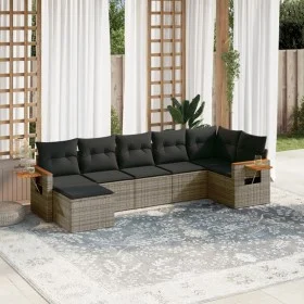 7-teiliges Gartensofa-Set mit grauen PE-Rattan-Kissen von , Gartensets - Ref: Foro24-3259435, Preis: 446,44 €, Rabatt: %