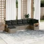 7-piece garden sofa set with gray PE rattan cushions by , Garden sets - Ref: Foro24-3259435, Price: 446,44 €, Discount: %