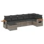 7-piece garden sofa set with gray PE rattan cushions by , Garden sets - Ref: Foro24-3259435, Price: 446,44 €, Discount: %