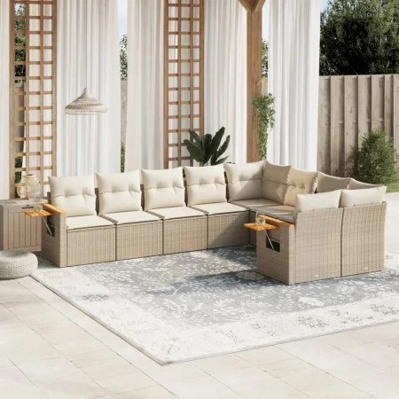 9-piece garden sofa set with beige synthetic rattan cushions by , Garden sets - Ref: Foro24-3259545, Price: 653,44 €, Discoun...