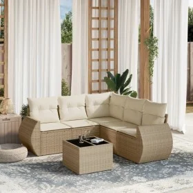 Garden sofa set with cushions 6 pieces beige synthetic rattan by , Garden sets - Ref: Foro24-3253695, Price: 455,92 €, Discou...