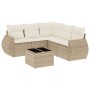 Gartensofa-Set mit Kissen, 6-teilig, beiges synthetisches Rattan von , Gartensets - Ref: Foro24-3253695, Preis: 454,45 €, Rab...