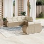 Set of 7-piece garden sofas and beige synthetic rattan cushions by , Garden sets - Ref: Foro24-3253945, Price: 602,12 €, Disc...