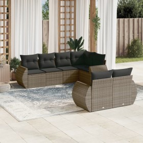7-piece garden sofa set with gray PE rattan cushions by , Garden sets - Ref: Foro24-3253947, Price: 516,71 €, Discount: %