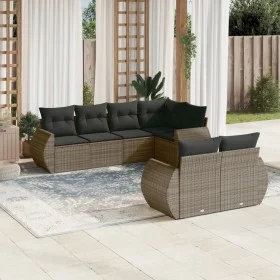 7-piece garden sofa set with gray PE rattan cushions by , Garden sets - Ref: Foro24-3253947, Price: 516,23 €, Discount: %