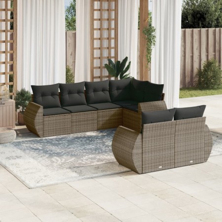 7-teiliges Gartensofa-Set mit grauen PE-Rattan-Kissen von , Gartensets - Ref: Foro24-3253947, Preis: 516,71 €, Rabatt: %