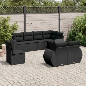 8-piece garden sofa set and black synthetic rattan cushions by , Garden sets - Ref: Foro24-3253972, Price: 550,60 €, Discount: %