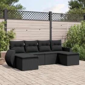 6-teiliges Gartensofa-Set und schwarze synthetische Rattankissen von , Gartensets - Ref: Foro24-3254052, Preis: 378,31 €, Rab...