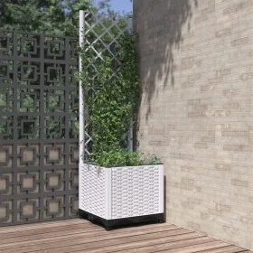 Planter with white PP trellis 40x40x136 cm by , Pots and planters - Ref: Foro24-153280, Price: 54,68 €, Discount: %