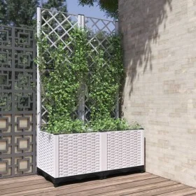 Planter with white PP trellis 80x40x136 cm by , Pots and planters - Ref: Foro24-153282, Price: 74,00 €, Discount: %