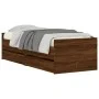 Brown oak bed frame with drawers 90x190 cm by , Beds and slatted bases - Ref: Foro24-3207356, Price: 164,29 €, Discount: %