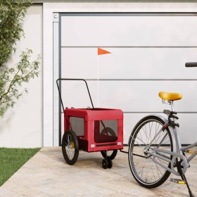 Remolque de bicicleta mascotas hierro tela Oxford rojo negro