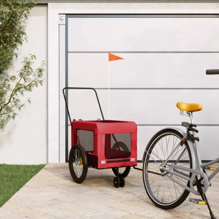 Pet Bicycle Trailer Iron Oxford Cloth Red Black by , pet strollers - Ref: Foro24-93943, Price: 111,04 €, Discount: %