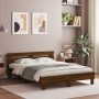 Oak brown engineered wood bed with headboard 150x200 cm by , Beds and slatted bases - Ref: Foro24-3207419, Price: 167,73 €, D...