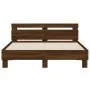 Oak brown engineered wood bed with headboard 150x200 cm by , Beds and slatted bases - Ref: Foro24-3207419, Price: 164,81 €, D...