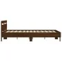 Oak brown engineered wood bed with headboard 150x200 cm by , Beds and slatted bases - Ref: Foro24-3207419, Price: 164,81 €, D...