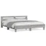 Sonoma gray engineered wood bed with headboard 180x200 cm by , Beds and slatted bases - Ref: Foro24-3207404, Price: 166,98 €,...
