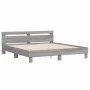 Sonoma gray engineered wood bed with headboard 180x200 cm by , Beds and slatted bases - Ref: Foro24-3207404, Price: 166,98 €,...