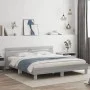 Sonoma gray engineered wood bed with headboard 180x200 cm by , Beds and slatted bases - Ref: Foro24-3207404, Price: 166,98 €,...