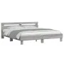 Sonoma gray engineered wood bed with headboard 180x200 cm by , Beds and slatted bases - Ref: Foro24-3207404, Price: 166,98 €,...