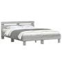 Sonoma gray engineered wood bed with headboard 140x200 cm by , Beds and slatted bases - Ref: Foro24-3207425, Price: 136,56 €,...