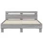 Sonoma gray engineered wood bed with headboard 140x200 cm by , Beds and slatted bases - Ref: Foro24-3207425, Price: 136,56 €,...