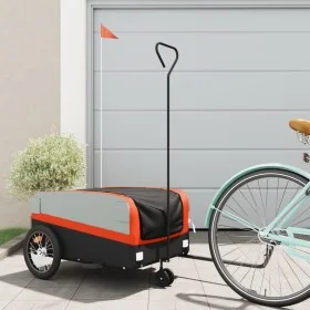 Schwarz-orangefarbener Fahrradanhänger aus Eisen, 45 kg von , Fahrradanhänger - Ref: Foro24-94068, Preis: 89,26 €, Rabatt: %