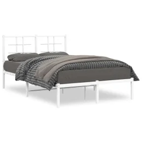 Metal bed frame with white headboard 120x190 cm by , Beds and slatted bases - Ref: Foro24-355607, Price: 87,30 €, Discount: %