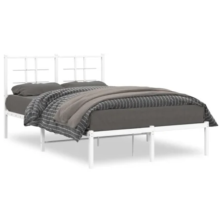 Estructura de cama de metal con cabecero blanca 120x190 cm de , Camas y somieres - Ref: Foro24-355607, Precio: 87,18 €, Descu...