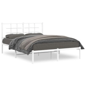 Bettgestell aus weißem Metall mit Kopfteil 140x200 cm von , Betten und Lattenroste - Ref: Foro24-355611, Preis: 92,65 €, Raba...