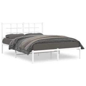 White metal bed frame with headboard 140x200 cm by , Beds and slatted bases - Ref: Foro24-355611, Price: 91,71 €, Discount: %