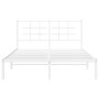 White metal bed frame with headboard 140x200 cm by , Beds and slatted bases - Ref: Foro24-355611, Price: 92,65 €, Discount: %