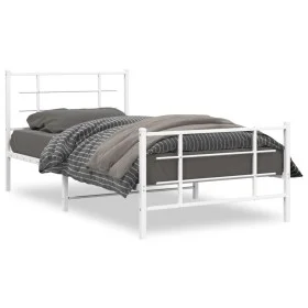 Metal bed frame with headboard and footboard white 107x203 cm by , Beds and slatted bases - Ref: Foro24-355624, Price: 66,34 ...