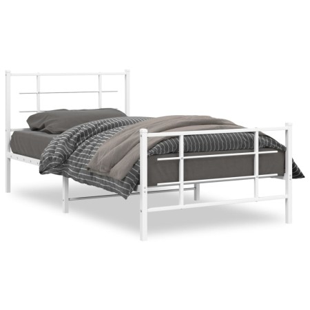 Metallbettgestell mit Kopf- und Fußteil weiß 107x203 cm von , Betten und Lattenroste - Ref: Foro24-355624, Preis: 67,25 €, Ra...