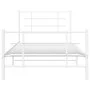 Metal bed frame with headboard and footboard white 107x203 cm by , Beds and slatted bases - Ref: Foro24-355624, Price: 66,34 ...