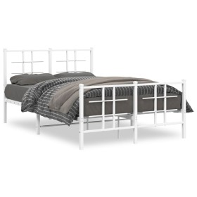 Metal bed frame with headboard and white footboard 120x200 cm by , Beds and slatted bases - Ref: Foro24-355626, Price: 88,73 ...