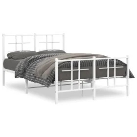 Metal bed frame with headboard and white footboard 120x200 cm by , Beds and slatted bases - Ref: Foro24-355626, Price: 87,60 ...
