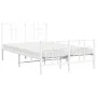 Metal bed frame with headboard and white footboard 120x200 cm by , Beds and slatted bases - Ref: Foro24-355626, Price: 87,60 ...