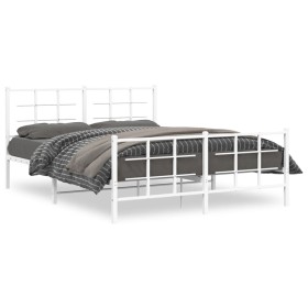 Estructura cama metal con cabecero y estribo blanco 150x200 cm de , Camas y somieres - Ref: Foro24-355630, Precio: 95,01 €, D...