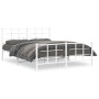 Metal bed frame with headboard and white footboard 150x200 cm by , Beds and slatted bases - Ref: Foro24-355630, Price: 95,01 ...