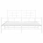 Metal bed frame with headboard and white footboard 150x200 cm by , Beds and slatted bases - Ref: Foro24-355630, Price: 93,78 ...