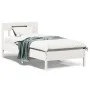 Bettgestell aus weißem Kiefernholz mit Kopfteil 90x200 cm von , Betten und Lattenroste - Ref: Foro24-842659, Preis: 91,60 €, ...
